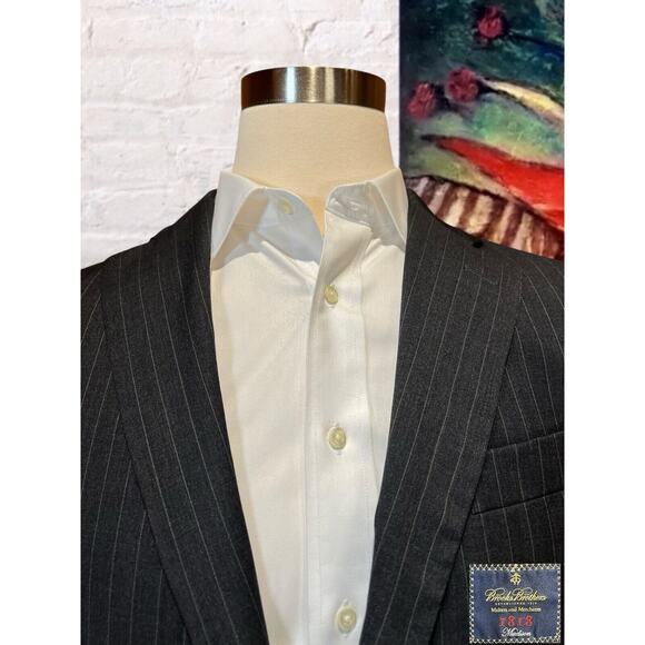 Brooks Brothers 1818 Madison 44R Dark Gray Pinstripe Blazer Sport Suit Jacket - Picture 2 of 16
